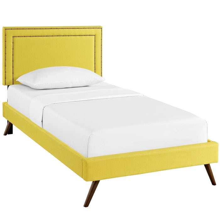 Jessamine Twin Fabric Platform Bed with Round Splayed Legs 5611-SUN