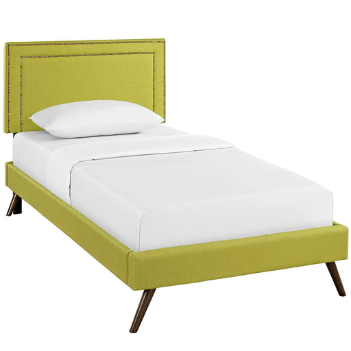 Jessamine Twin Fabric Platform Bed with Round Splayed Legs 5611-WHE