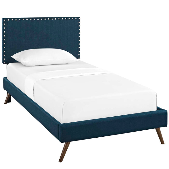 Phoebe Twin Fabric Platform Bed with Round Splayed Legs 5612-AZU