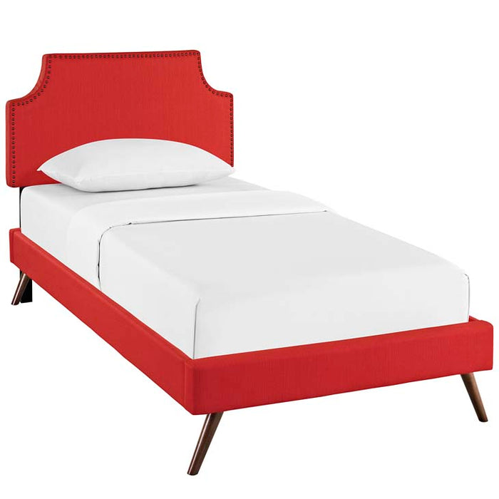 Laura Twin Fabric Platform Bed with Round Splayed Legs 5613-ATO