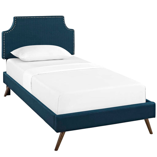 Laura Twin Fabric Platform Bed with Round Splayed Legs 5613-AZU