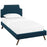 Laura Twin Fabric Platform Bed with Round Splayed Legs 5613-AZU