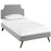 Laura Twin Fabric Platform Bed with Round Splayed Legs 5613-LGR