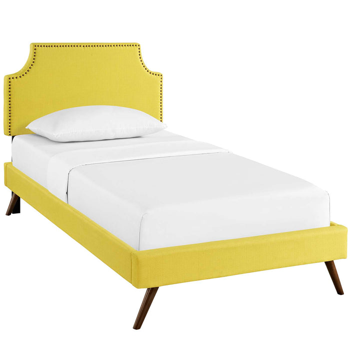 Laura Twin Fabric Platform Bed with Round Splayed Legs 5613-SUN