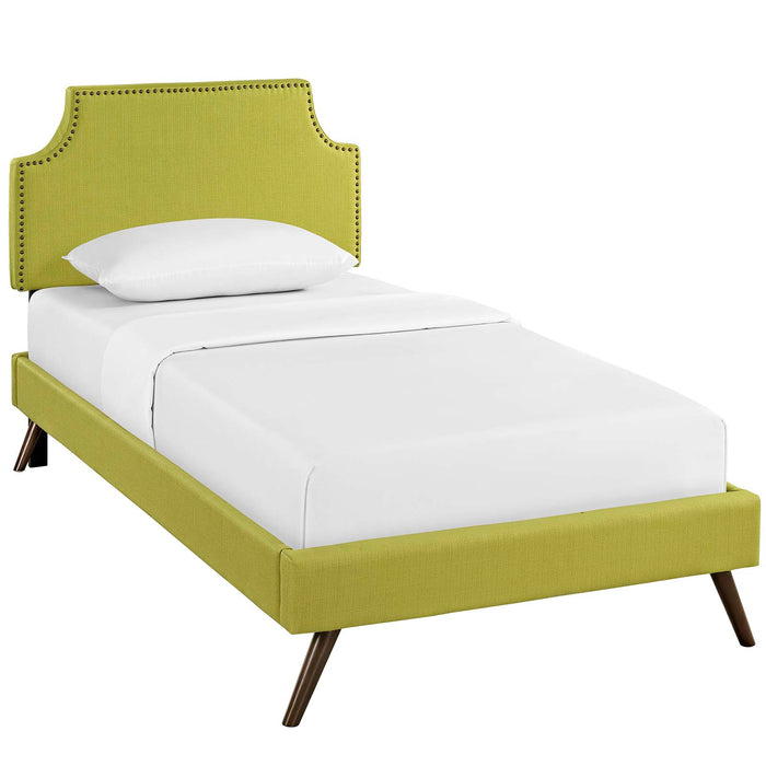 Laura Twin Fabric Platform Bed with Round Splayed Legs 5613-WHE