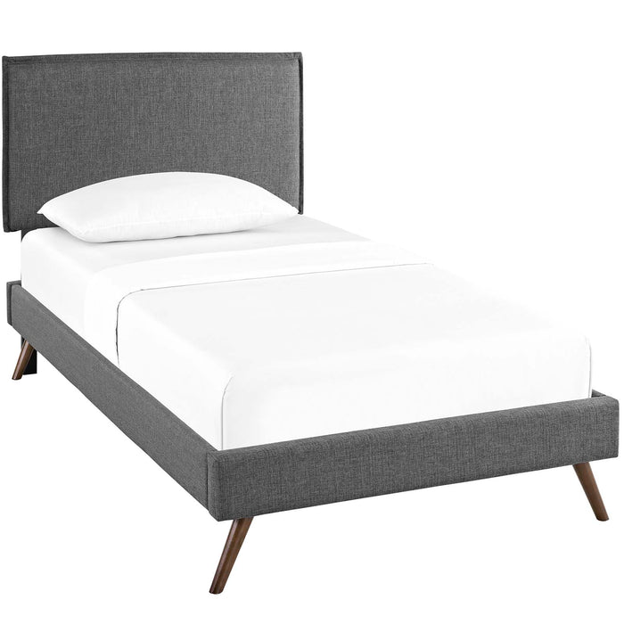 Camille Twin Fabric Platform Bed with Round Splayed Legs 5615-GRY