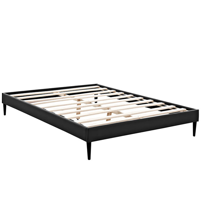 Sherry Queen Vinyl Bed Frame with Round Tapered Legs 5616-BLK