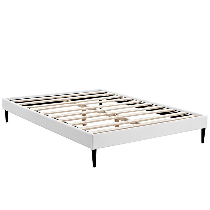 Sherry Queen Vinyl Bed Frame with Round Tapered Legs 5616-WHI