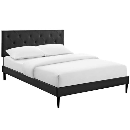 Terisa Queen Vinyl Platform Bed with Round Tapered Legs 5618-BLK