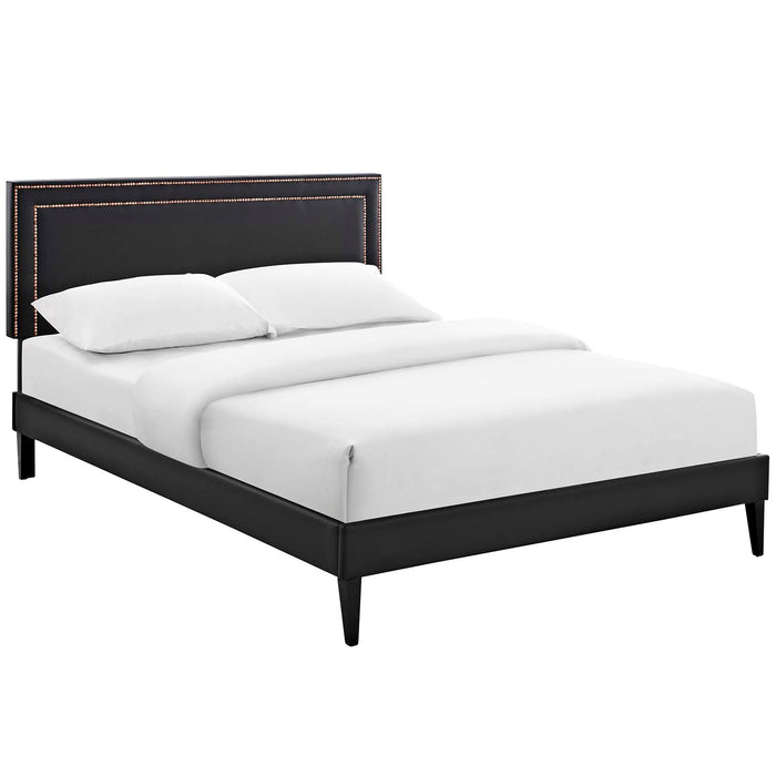 Jessamine Queen Vinyl Platform Bed with Squared Tapered Legs 5619-BLK