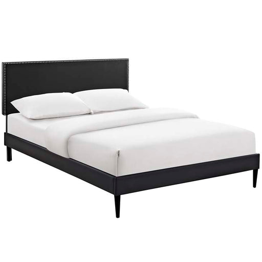 Phoebe Queen Vinyl Platform Bed with Round Tapered Legs 5622-BLK