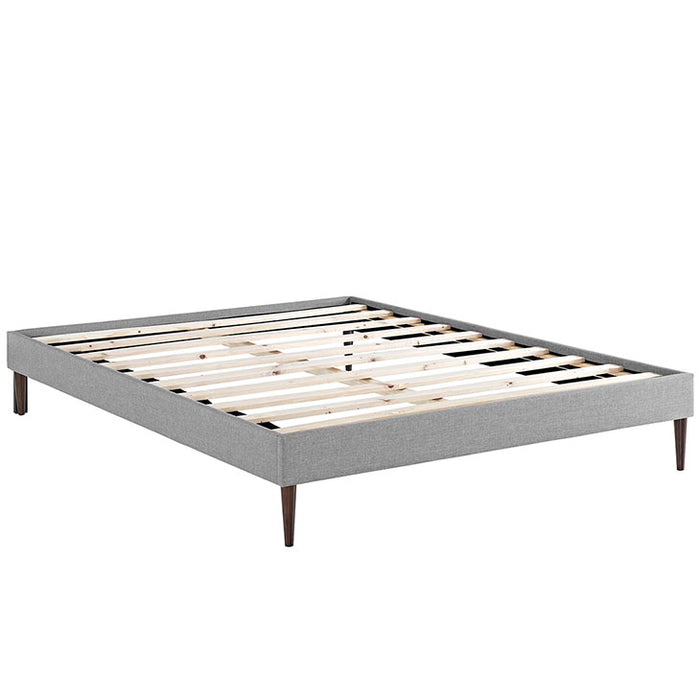 Sherry Queen Fabric Bed Frame with Round Tapered Legs 5625-LGR