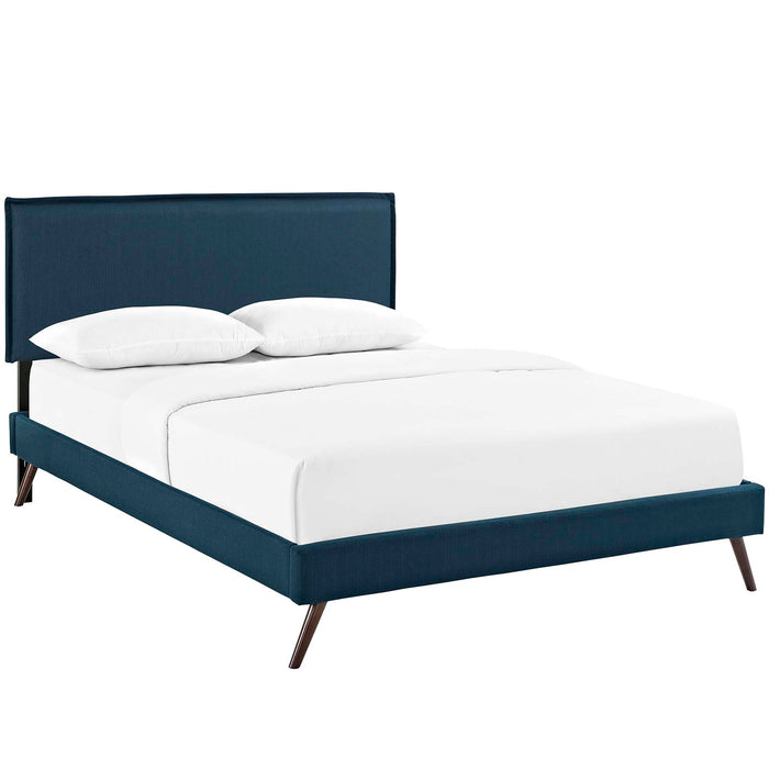 Camille Full Fabric Platform Bed with Round Splayed Legs 5630-AZU