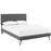 Camille Full Fabric Platform Bed with Round Splayed Legs 5630-GRY