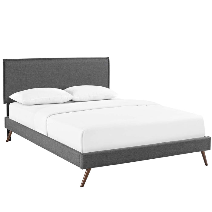 Camille Full Fabric Platform Bed with Round Splayed Legs 5630-GRY