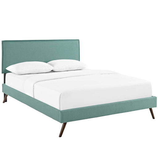 Camille Full Fabric Platform Bed with Round Splayed Legs 5630-LAG