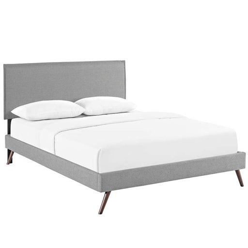 Camille Full Fabric Platform Bed with Round Splayed Legs 5630-LGR