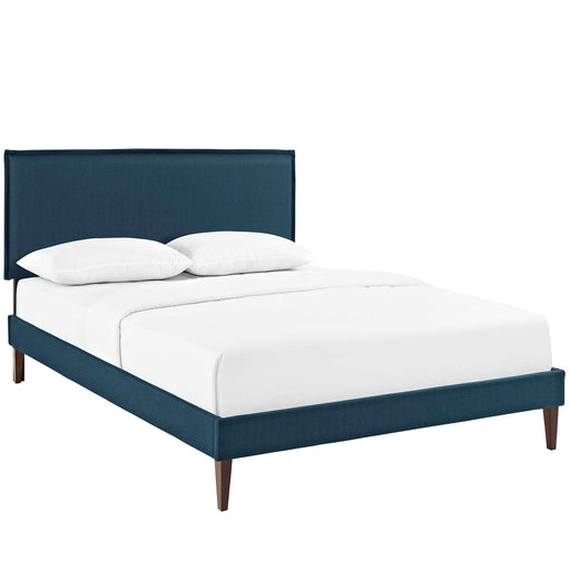 Camille Full Fabric Platform Bed with Squared Tapered Legs 5631-AZU