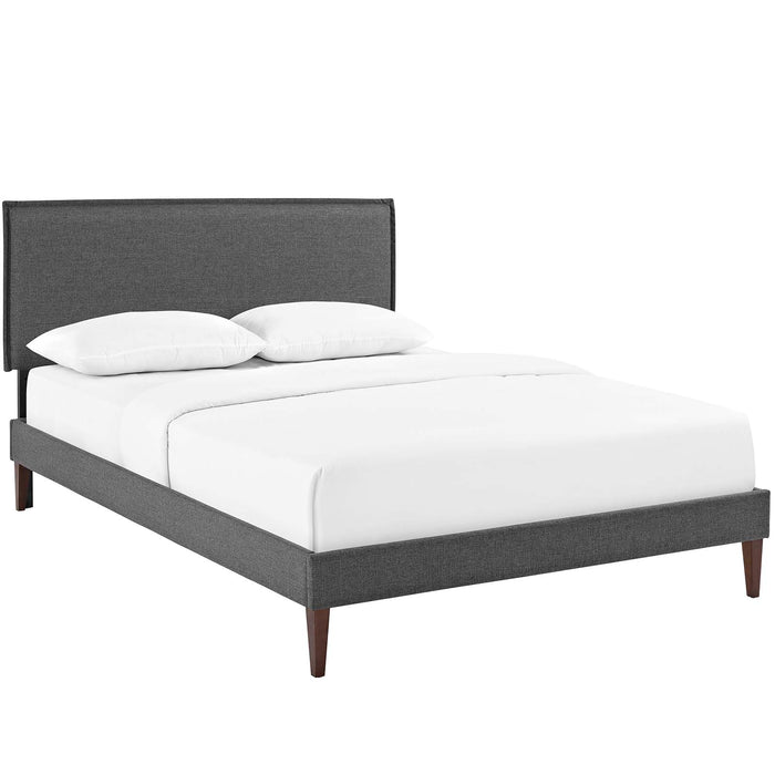 Camille Full Fabric Platform Bed with Squared Tapered Legs 5631-GRY