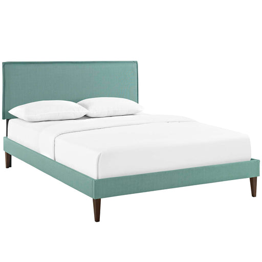 Camille Full Fabric Platform Bed with Squared Tapered Legs 5631-LAG