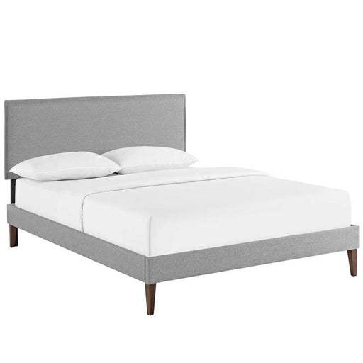 Camille Full Fabric Platform Bed with Squared Tapered Legs 5631-LGR