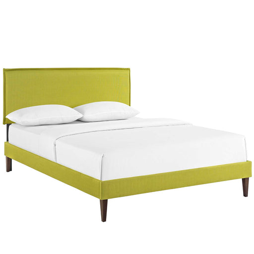 Camille Full Fabric Platform Bed with Squared Tapered Legs 5631-WHE