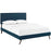 Camille Queen Fabric Platform Bed with Round Splayed Legs 5633-AZU