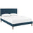 Camille Queen Fabric Platform Bed with Squared Tapered Legs 5634-AZU