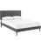 Camille Queen Fabric Platform Bed with Round Tapered Legs 5635-GRY