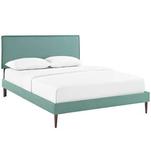 Camille Queen Fabric Platform Bed with Round Tapered Legs 5635-LAG