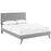 Camille King Fabric Platform Bed with Round Splayed Legs 5636-LGR