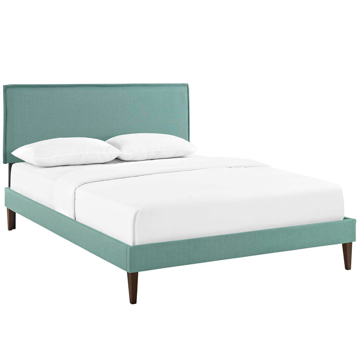 Camille King Fabric Platform Bed with Squared Tapered Legs 5637-LAG