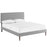 Camille King Fabric Platform Bed with Round Tapered Legs 5638-LGR