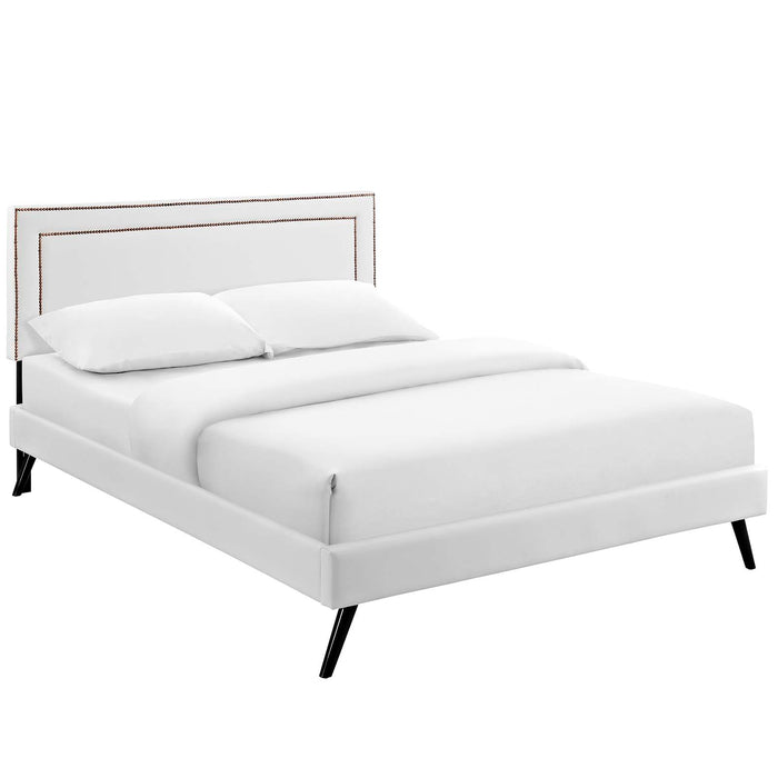 Jessamine Full Vinyl Platform Bed with Round Splayed Legs 5639-WHI