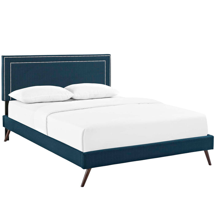 Jessamine Full Fabric Platform Bed with Round Splayed Legs 5640-AZU