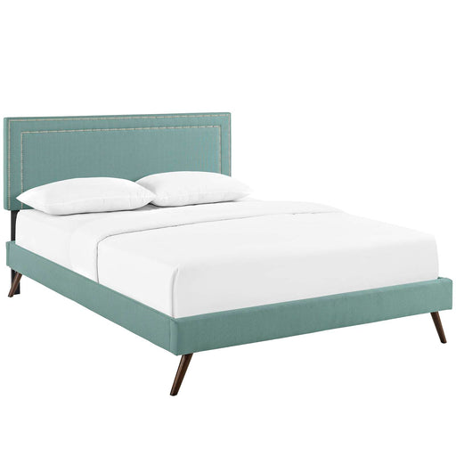 Jessamine Full Fabric Platform Bed with Round Splayed Legs 5640-LAG