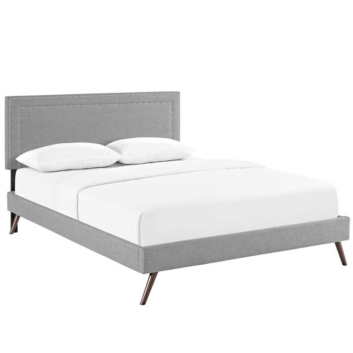 Jessamine Full Fabric Platform Bed with Round Splayed Legs 5640-LGR