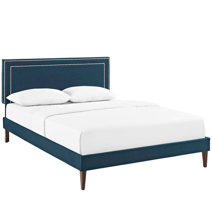 Jessamine Full Fabric Platform Bed with Squared Tapered Legs 5642-AZU