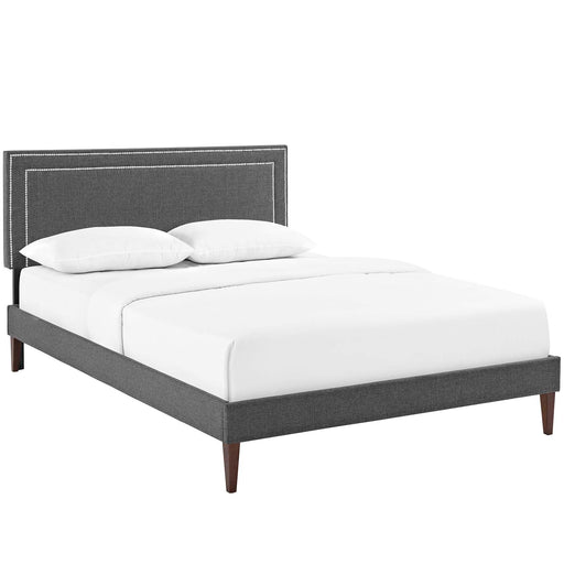 Jessamine Full Fabric Platform Bed with Squared Tapered Legs 5642-GRY