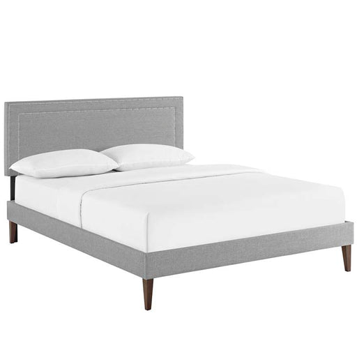 Jessamine Full Fabric Platform Bed with Squared Tapered Legs 5642-LGR