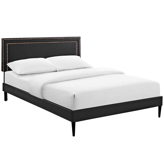 Jessamine Full Vinyl Platform Bed with Round Tapered Legs 5643-BLK