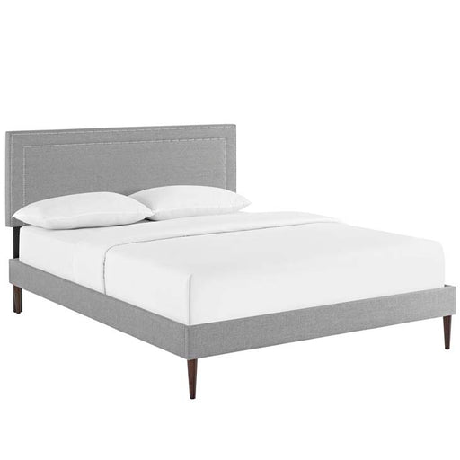 Jessamine Full Fabric Platform Bed with Round Tapered Legs 5644-LGR