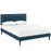 Jessamine Queen Fabric Platform Bed with Squared Tapered Legs 5647-AZU