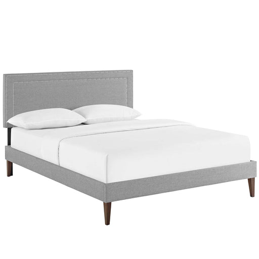 Jessamine King Fabric Platform Bed with Squared Tapered Legs 5652-LGR