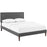 Josie Full Fabric Platform Bed with Squared Tapered Legs 5658-GRY