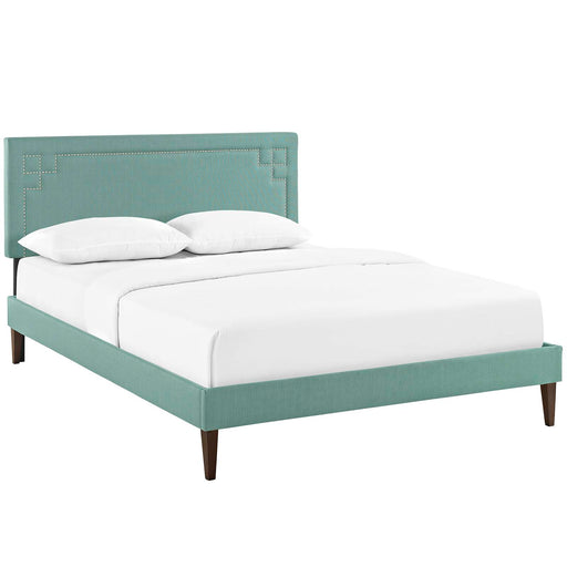 Josie Full Fabric Platform Bed with Squared Tapered Legs 5658-LAG