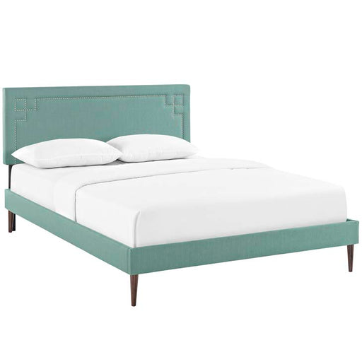 Josie Full Fabric Platform Bed with Round Tapered Legs 5660-LAG