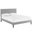 Josie Queen Fabric Platform Bed with Squared Tapered Legs 5664-LGR