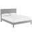 Josie Queen Fabric Platform Bed with Round Tapered Legs 5666-LGR