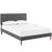 Josie King Fabric Platform Bed with Round Tapered Legs 5672-GRY